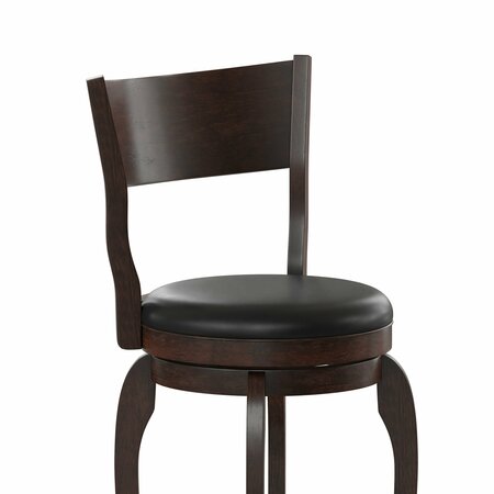 Flash Furniture Nichola Classic Open Back Swivel Pub Barstool w/Wood Frame & LeatherSoft Seat, Espresso/Black ES-NT2-29-ESP-GG